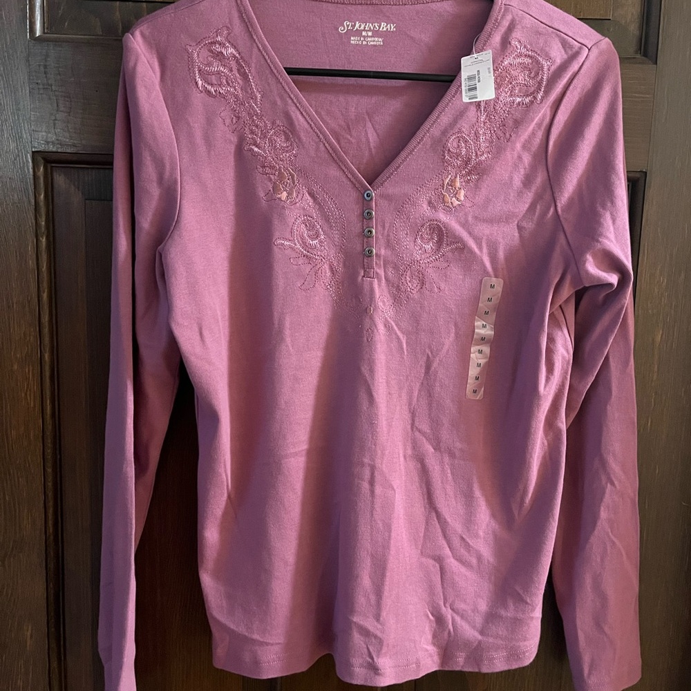 JCPenney St. John's Bay Rose Long Sleeve Top